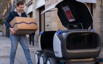 El centro de Barcelona pueba el robot Ona, un vehículo eléctrico autónomo de reparto de paquetería