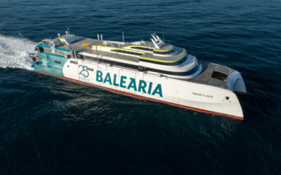 Baleària prueba en Gijón su nuevo fast ferry Mercedes Pinto antes de su incorporación en mayo
